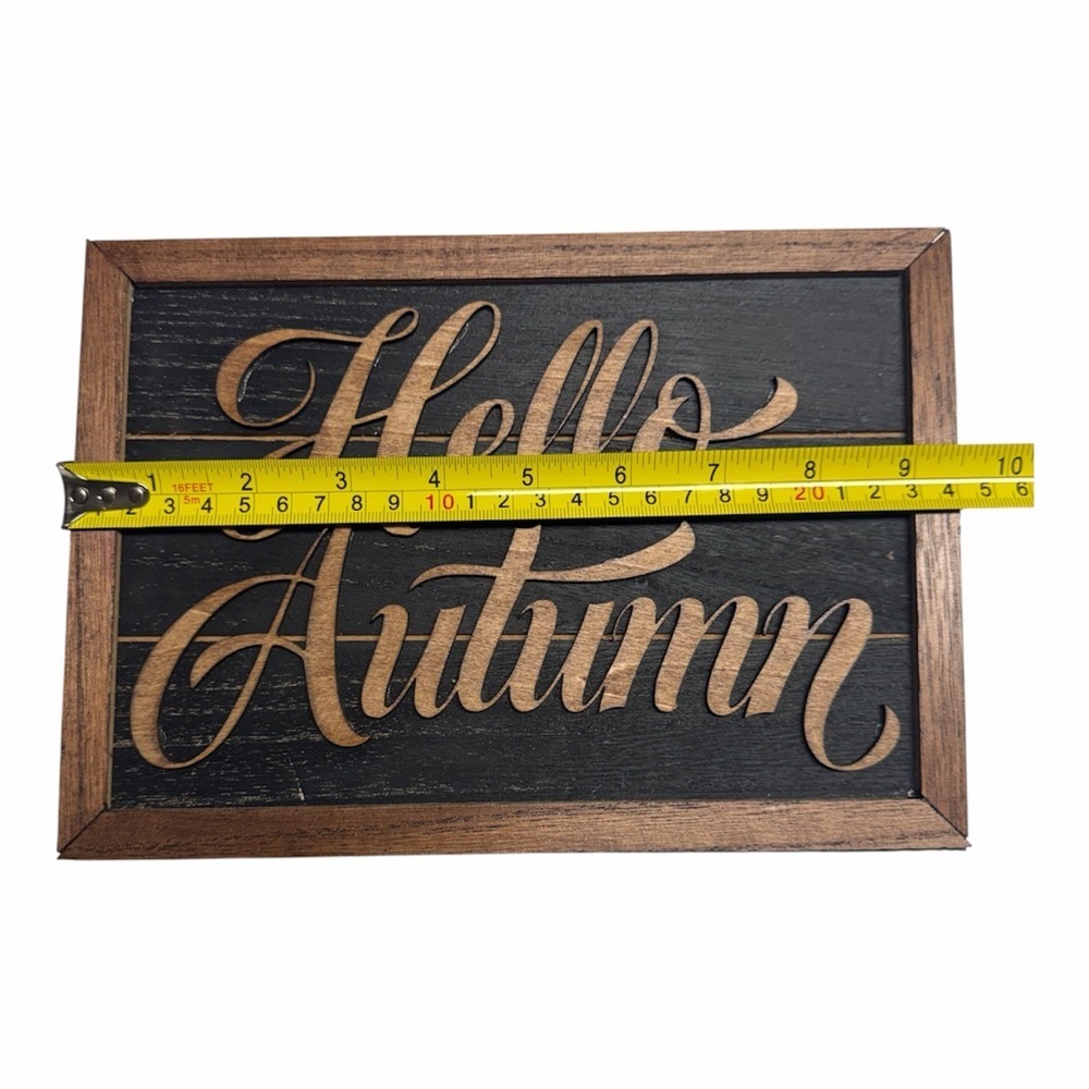 Rustic Brown and Black 'Hello Autumn' Wooden Sign - Picture 2 of 4